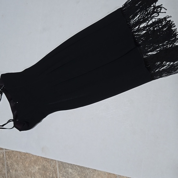 bebe Black Bodycon Fringe Dress, S - Picture 2 of 10